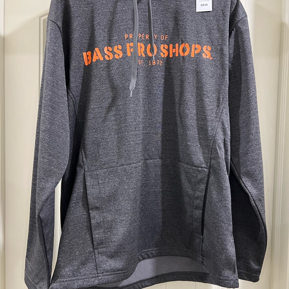 Bass Pro Shops Charcoal Hoodie with Orange Logo
